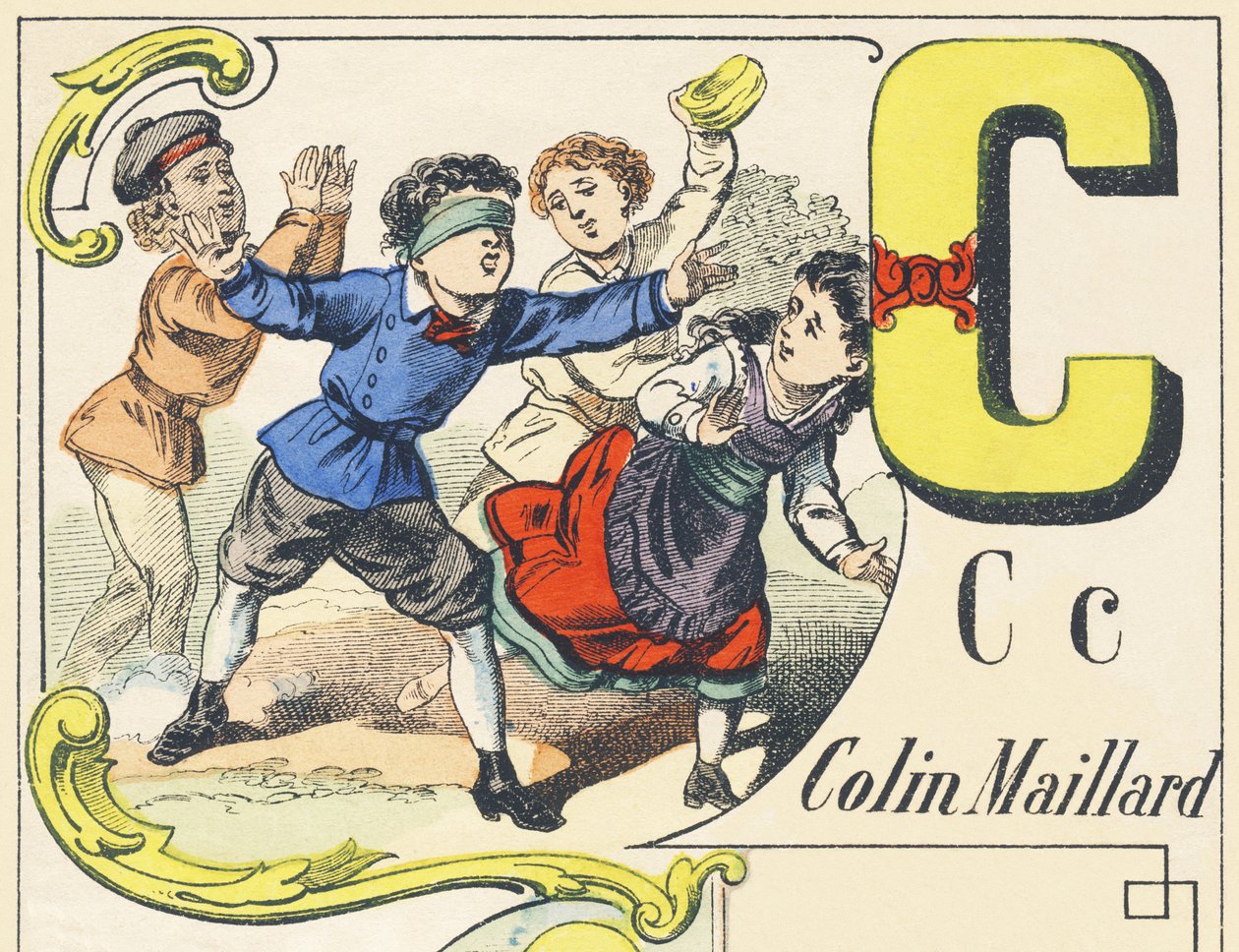 C: colin-maillard - Alfabeto de Juegos, c.1890 (ilustración) de Unbekannt
