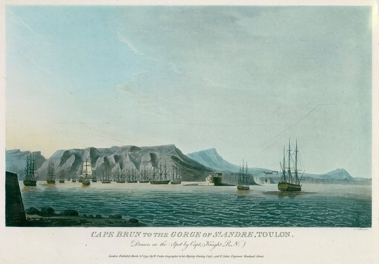 Cap Brun en el desfiladero de Saint André, Tolón (Francia). Litografía (30,7x43,8 cm) de Knight de Unbekannter Künstler