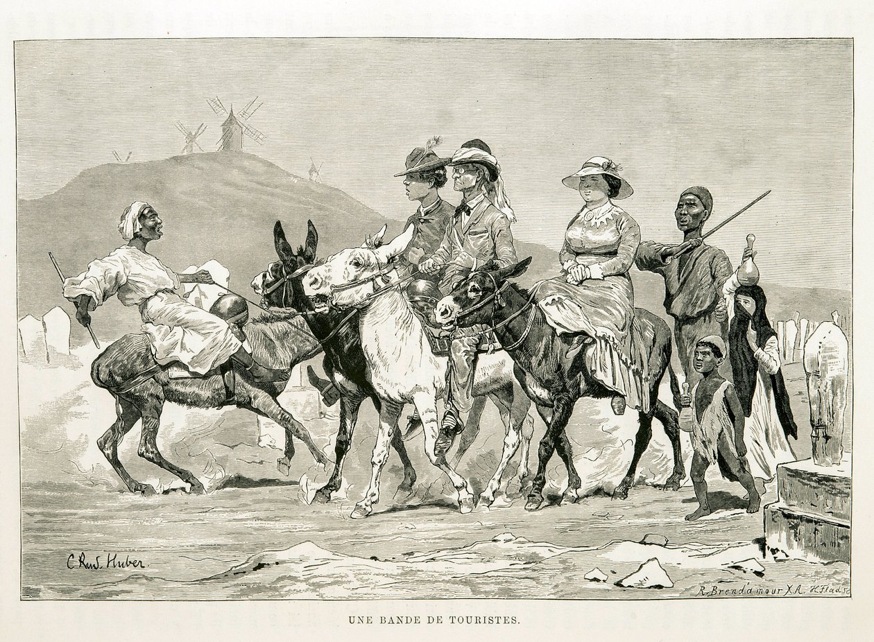 Caricatura de turistas occidentales en Egipto - Ilustración del Atlas de Egipto de Unknown