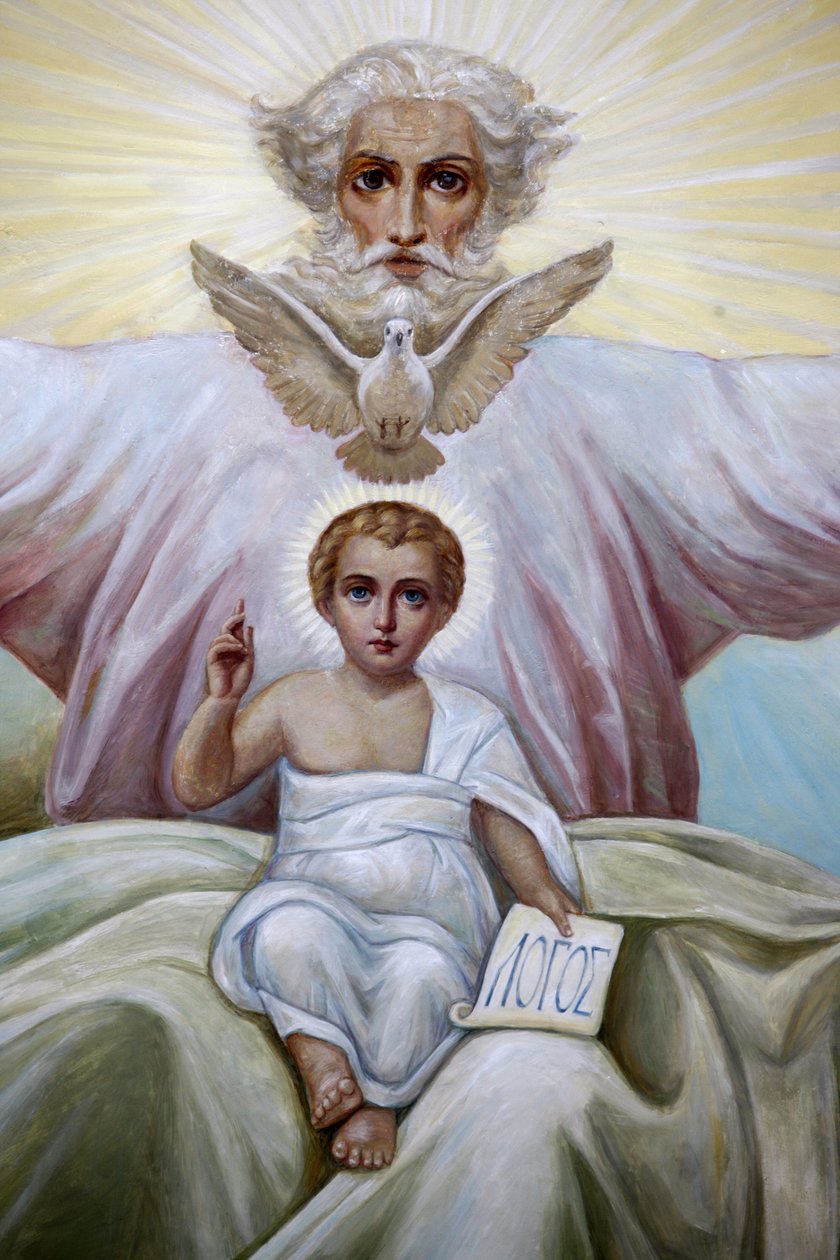 Fresco en el techo de la iglesia ortodoxa rusa de la Santísima Trinidad, Jerusalén, Israel de Unbekannt