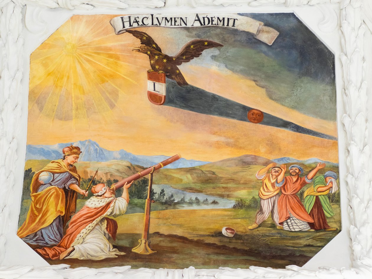 Fresco del techo de la nave de la iglesia de Santa Catalina, representaciones alegóricas de las victorias del emperador Leopoldo I sobre los otomanos, Mausoleo de los Habsburgo, Graz, Estiria, Austria, Europa (foto) de Unbekannter Künstler