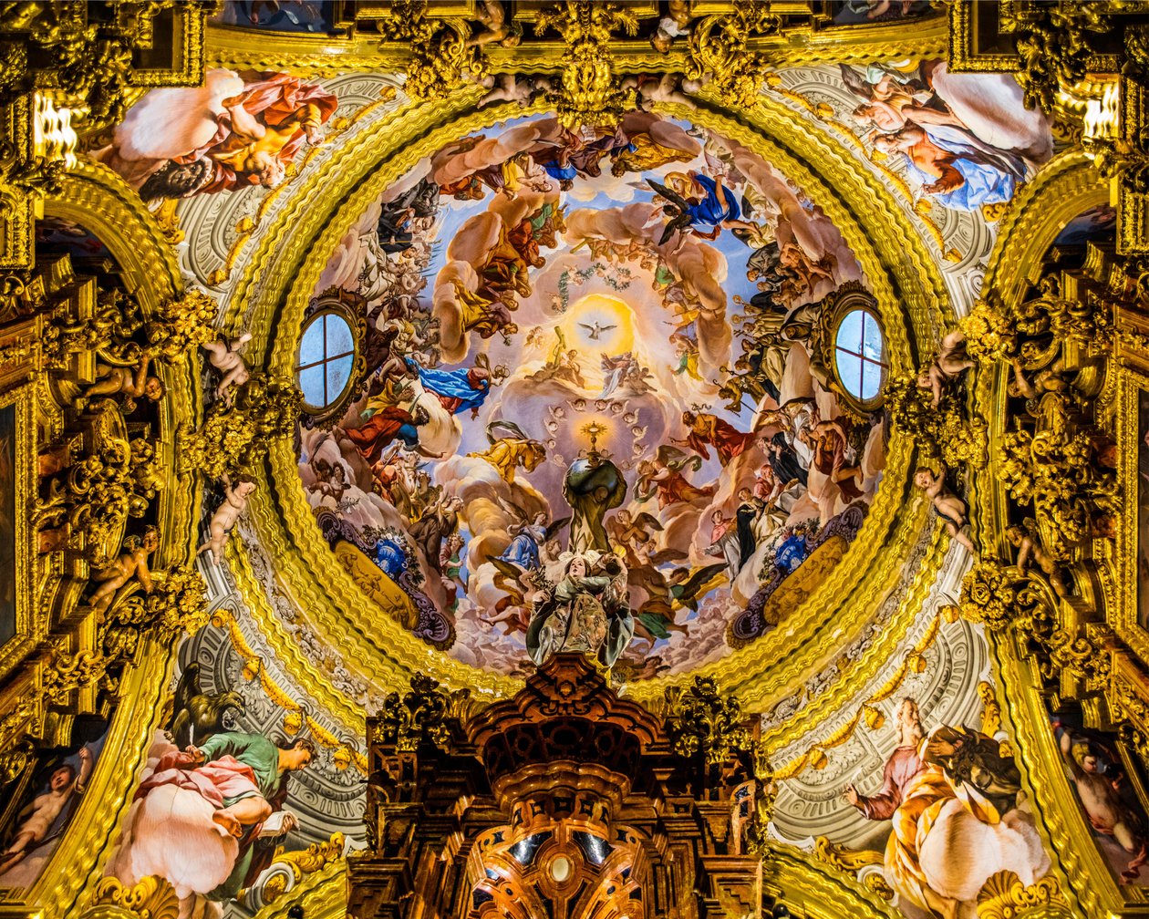 Pintura del techo, Sacristía, Cartuja de La Cartuja, Momento estelar del Barroco en Andalucía, Granada, Andalucía, España, Europa (foto) de Unbekannter Künstler