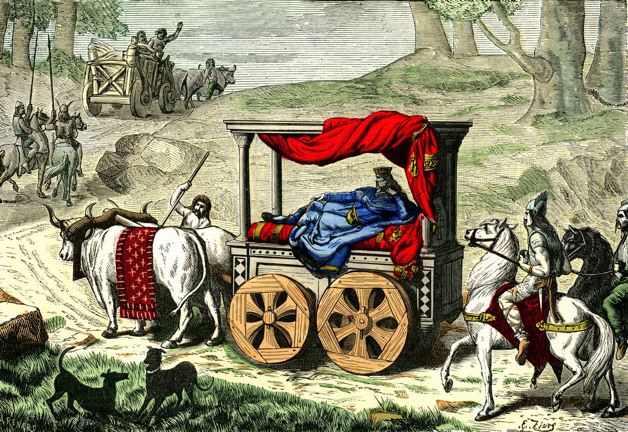 Carroza de un rey galo, c.1850-86 (ilustración) de Unbekannter Künstler