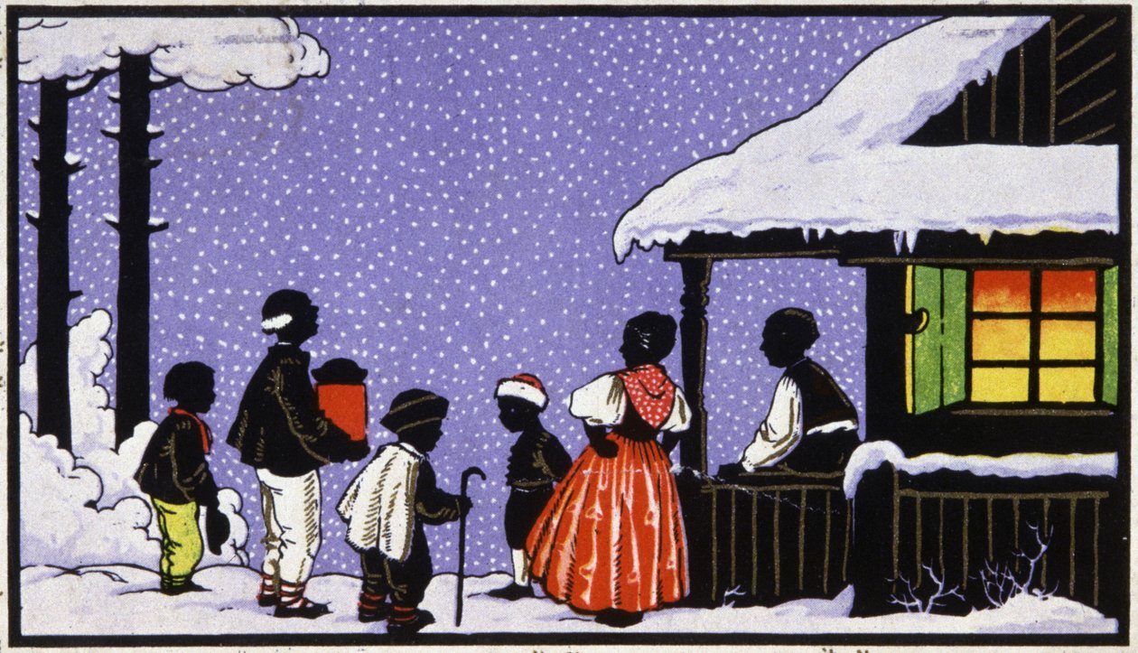 Fiesta de Navidad en un pueblo de Austria, c.1910 (tarjeta postal) de Unbekannter Künstler