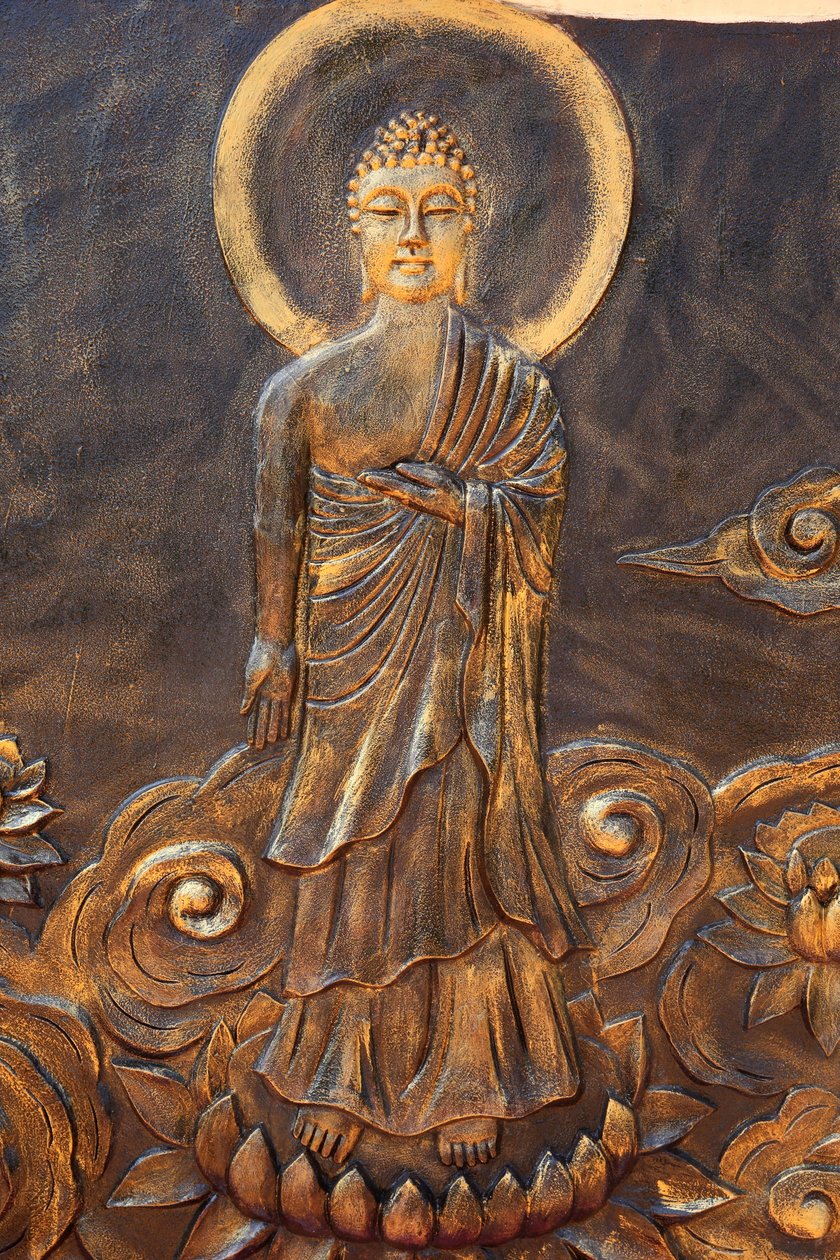 Pagoda budista Chua Thien Lam Go. Buda Shakyamuni. Varada mudra: gesto de caridad. Thay Ninh, Vietnam de Unbekannt