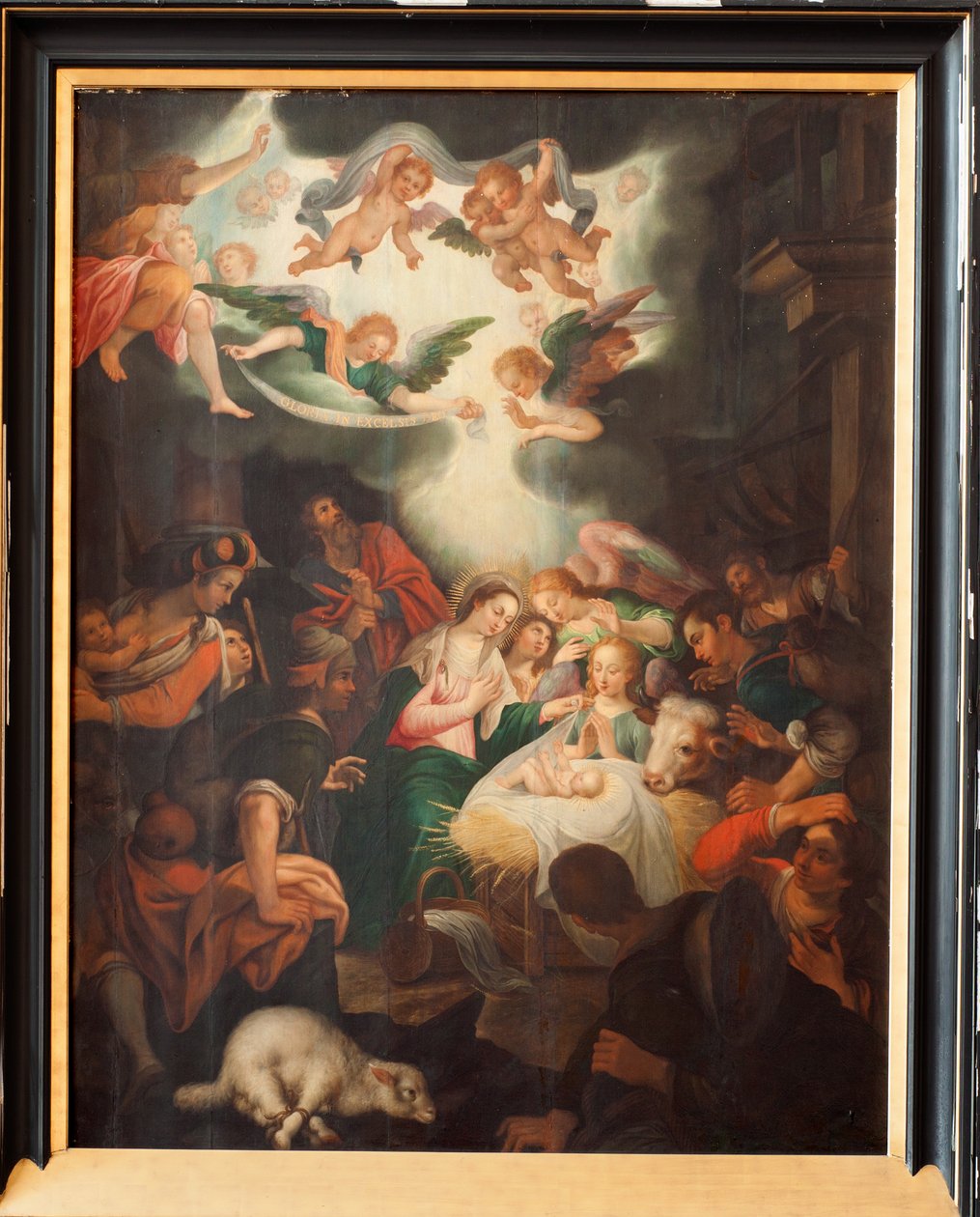 Iglesia (Basilique Notre-Dame de Tongre). Interior. Triptich. El nacimiento. de Unbekannter Künstler