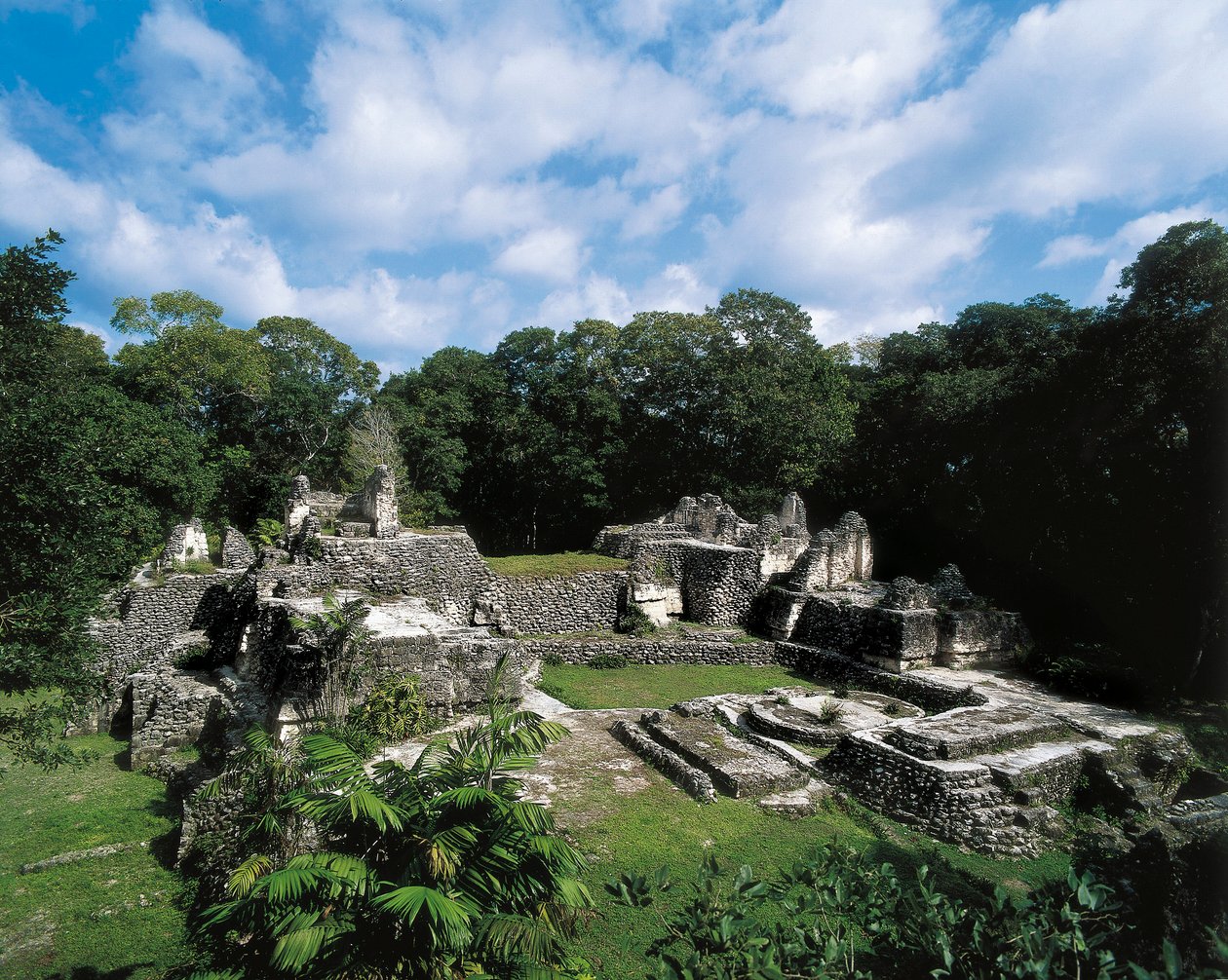 Civilización precolombina: vista del sitio maya de Uaxactun (Grupo A). Petén, Guatemala. de Alec Hunter