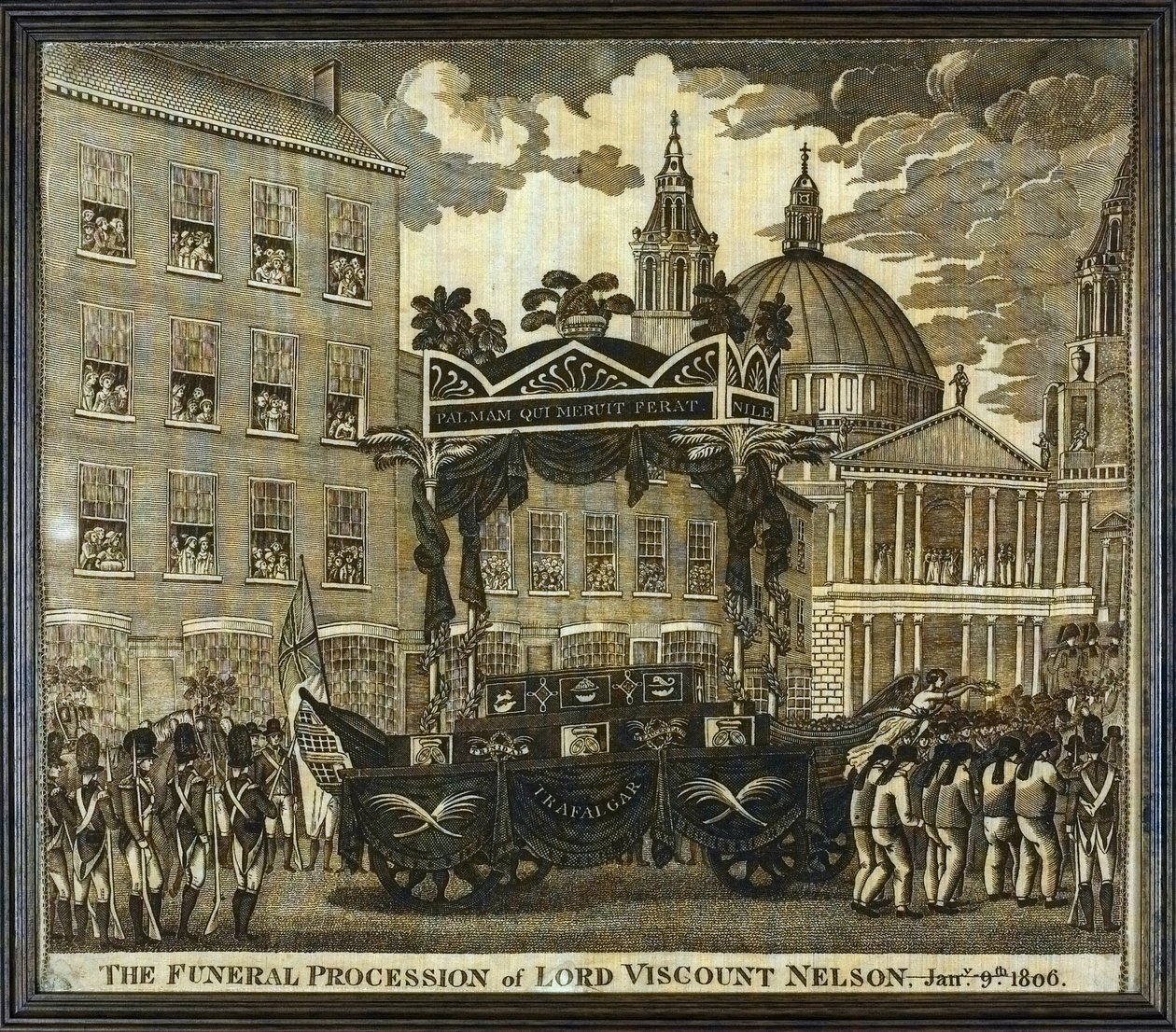 Pañuelo conmemorativo con la leyenda "Cortejo fúnebre de Lord Vizconde Horatio Nelson (1758-1805), 9 de enero". de Unbekannter Künstler