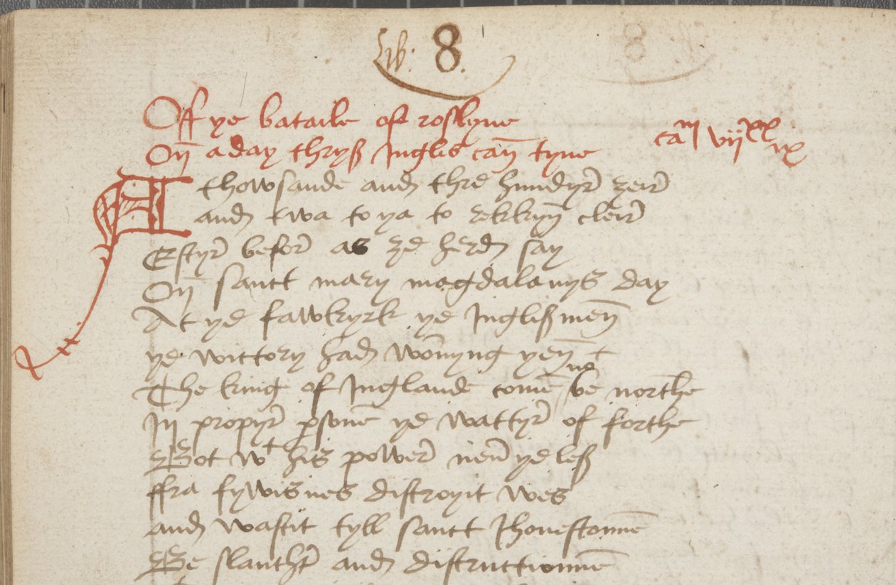 Copia de la Crónica de Andrew of Wyntoun, Fol 325 verso, detalle, c.1550 de Unbekannt