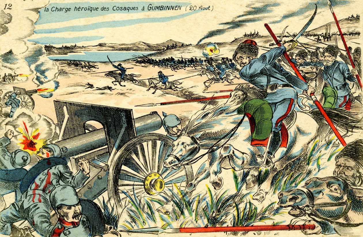 Carga cosaca en Gumbinnen, 20 de agosto de 1914. de Unbekannter Künstler