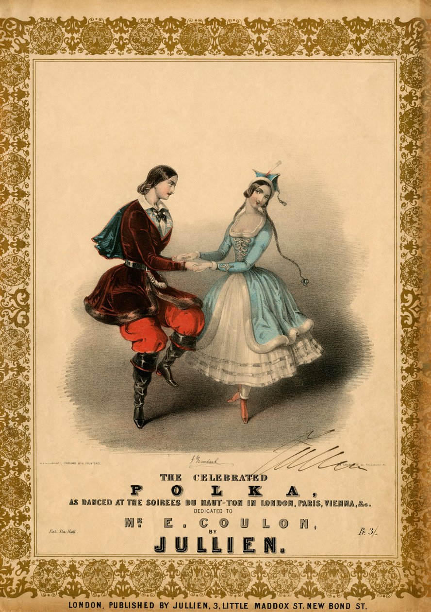 Pareja bailando la Polka c de Unbekannter Künstler