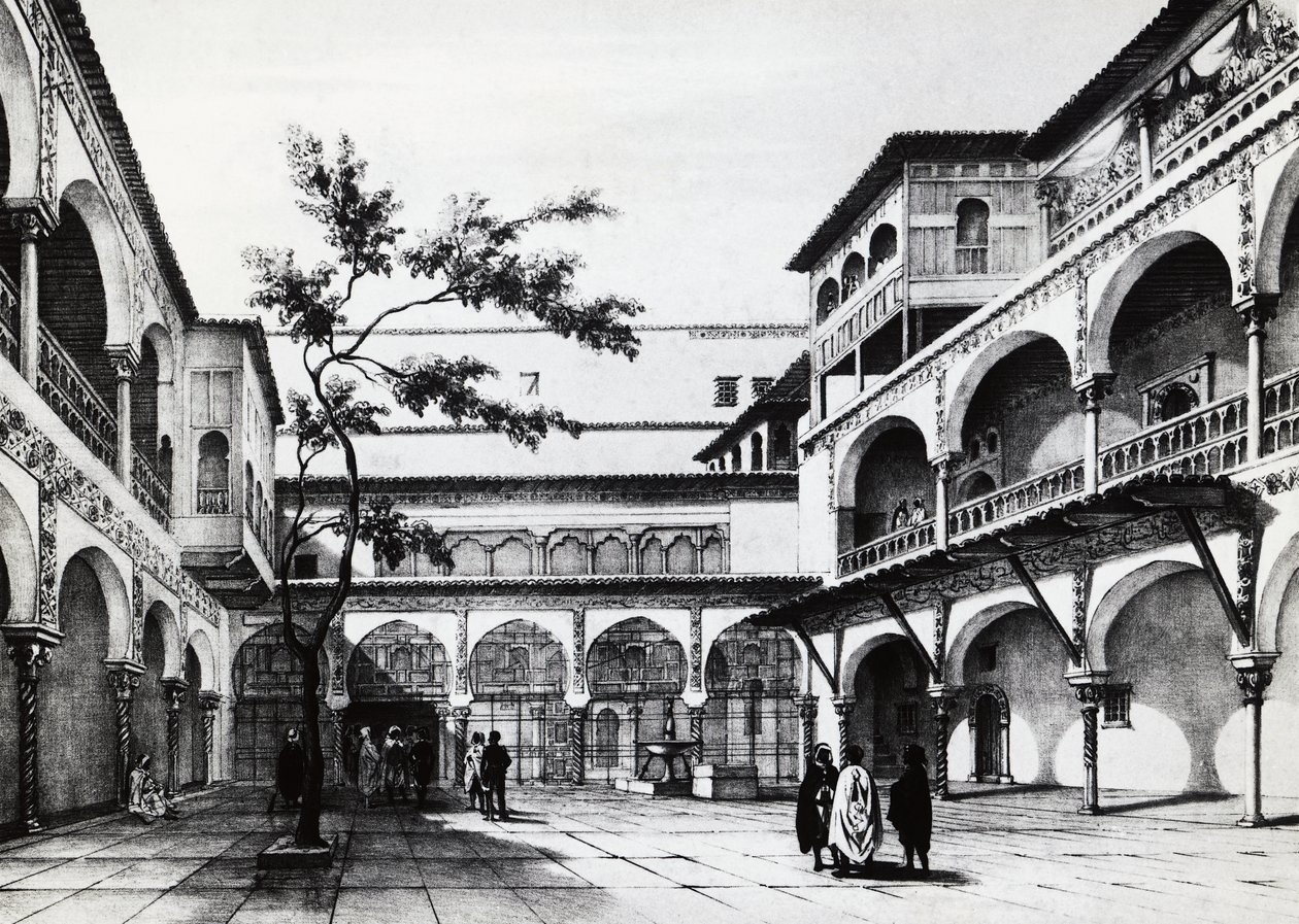 Patio de la fortaleza de la Kasbah en Argel de J.B. and Brown J. Rowbotham