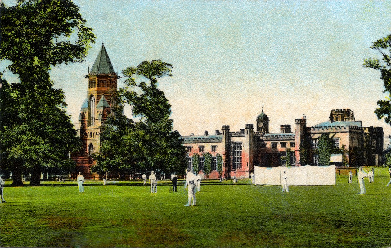 Partido de críquet en la Rugby School, c. 1908 de Unbekannter Künstler