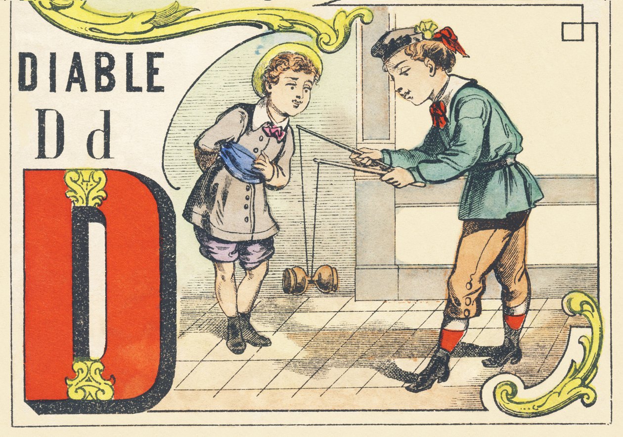 D: diablo - Alfabeto de Juegos, c.1890 (ilustración) de Unbekannt