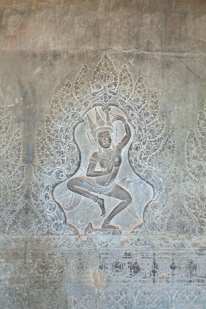Relieve de Apsara danzante en el muro exterior occidental, Angkor Wat, Camboya (foto) de Unbekannter Künstler