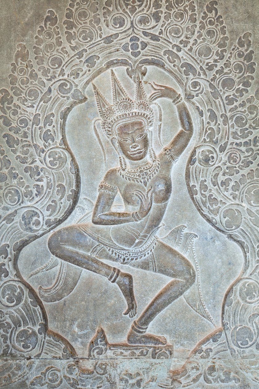 Relieve de Apsara danzante en el muro exterior occidental, Angkor Wat, Camboya (foto) de Unbekannter Künstler