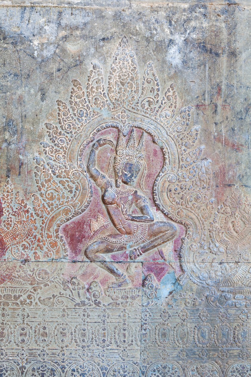 Relieve de Apsara danzante en el muro exterior occidental, Angkor Wat, Camboya (foto) de Unbekannter Künstler