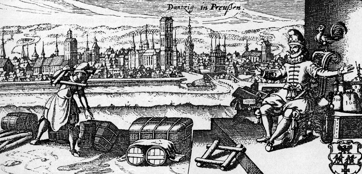 Danzig / Gdansk - vista de la ciudad, c. 1700 (grabado) de Unbekannter Künstler