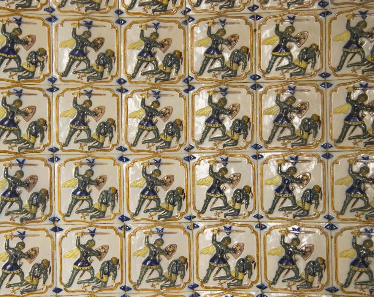 Detalle de una pared de azulejos de Unbekannt