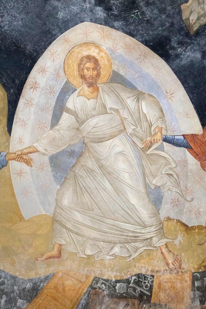 Detalle del fresco de Anastasis, iglesia de San Salvador de Chora, Parekklesion de Unbekannter Künstler