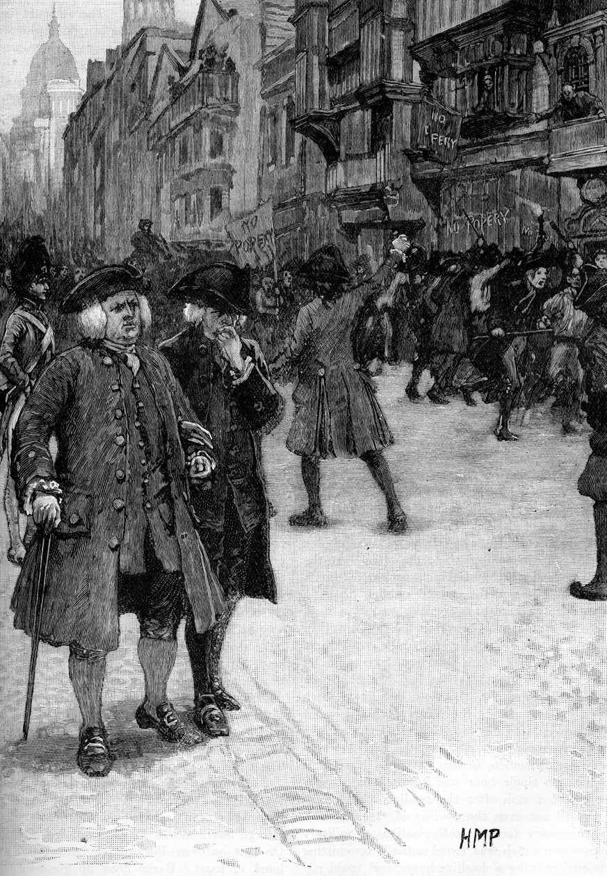 El Dr. Samuel Johnson viendo los disturbios de Gordon de Unbekannter Künstler