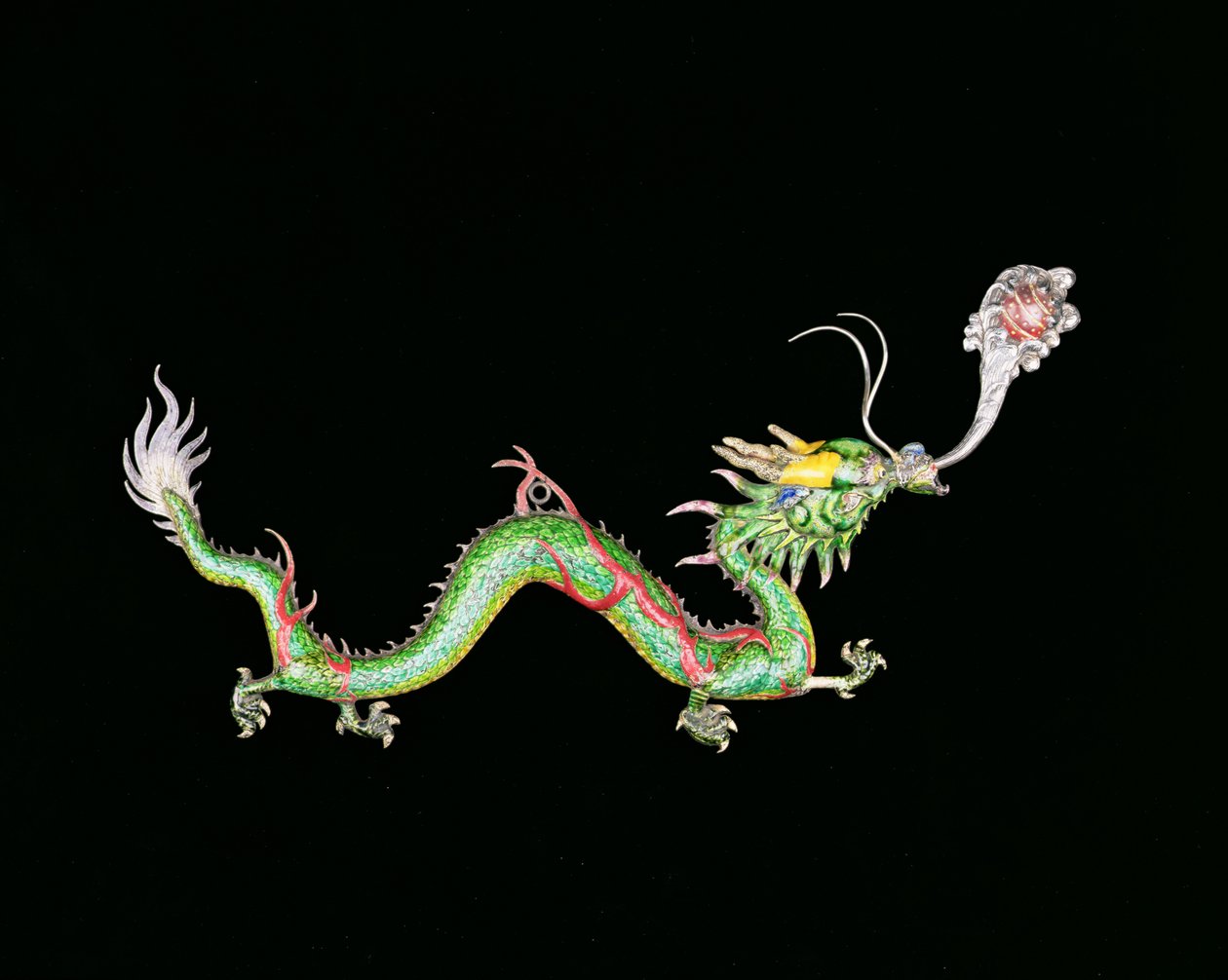 Dragón persiguiendo una perla llameante, detalle decorativo de la base de una jardinera de exportación china hecha por Chongwoo, finales del siglo XIX de Unbekannt