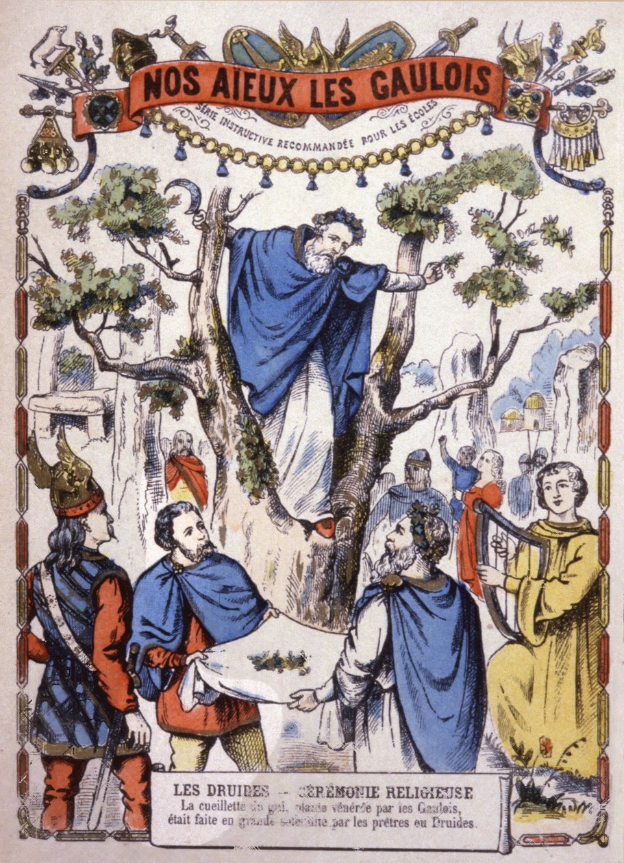 Druidas recogiendo muérdago, c. 1900 (ilustración) de Unbekannter Künstler