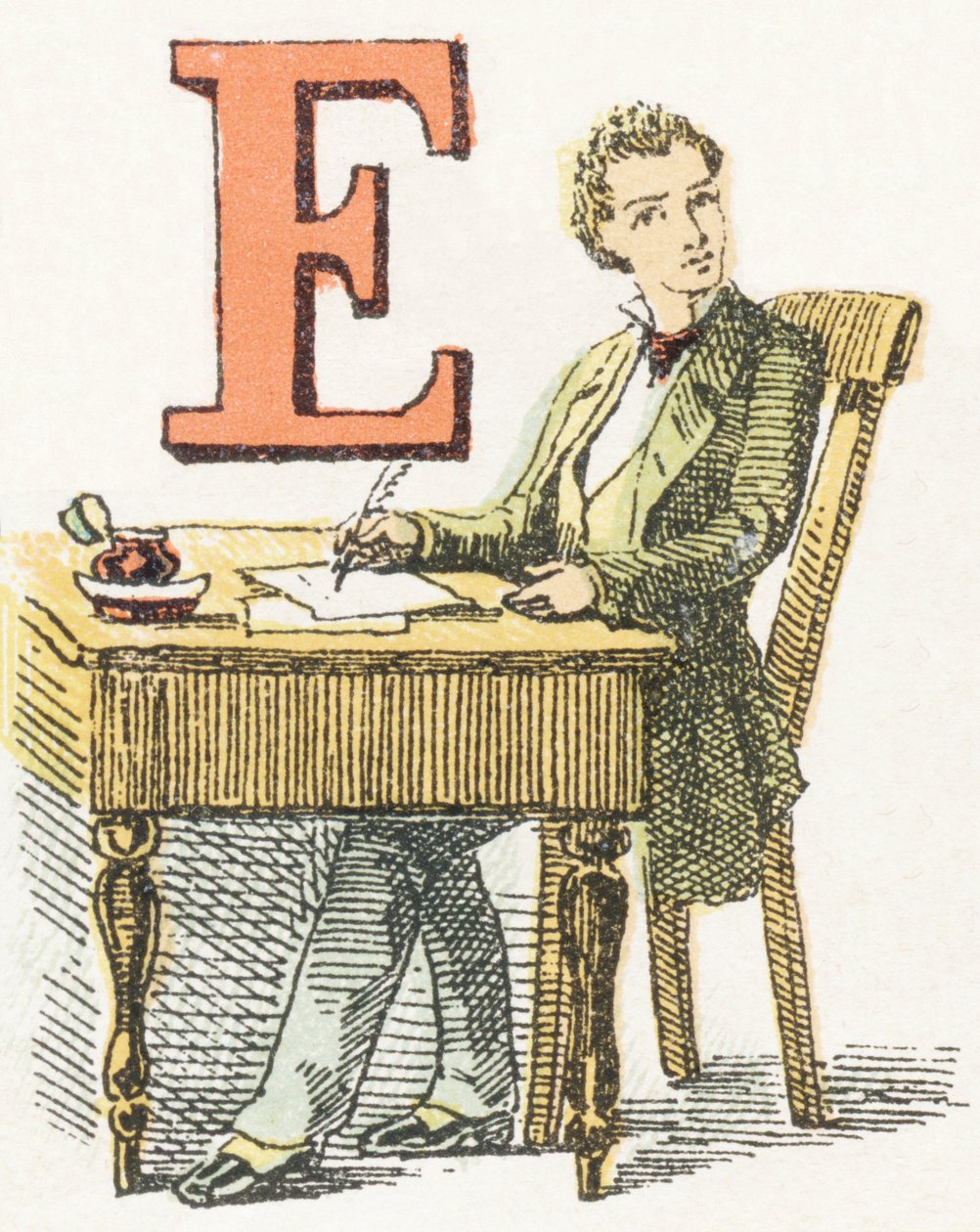 E - Escritor - Alfabeto Infantil, Ediciones Gordinne 1920 de Unbekannt