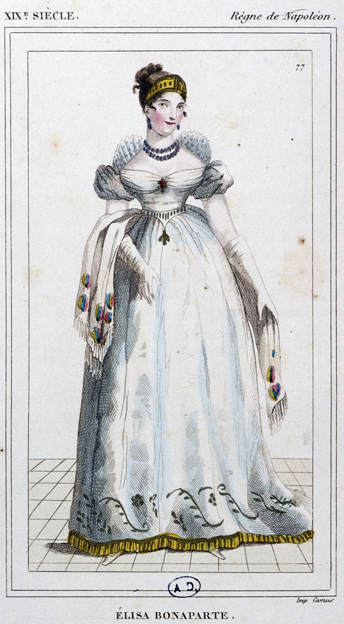 Elisa Bonaparte Baciocchi, hacia 1810 (grabado) de Unbekannter Künstler