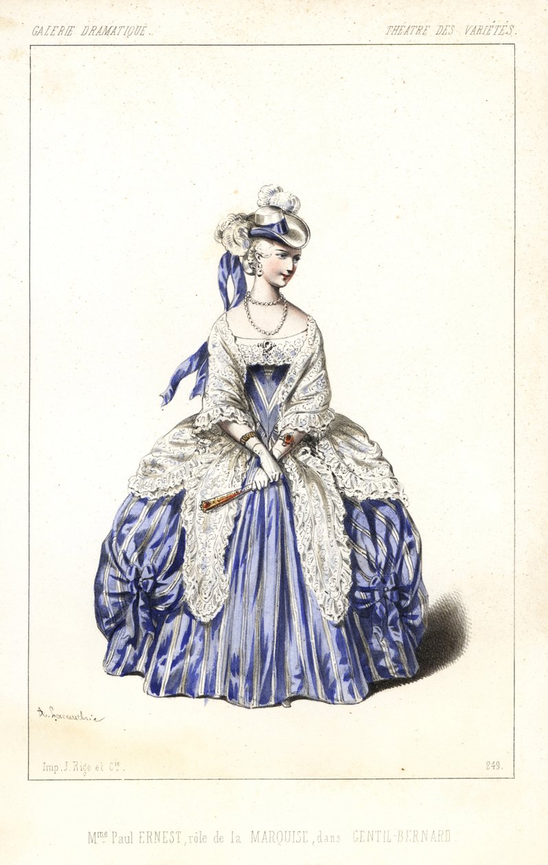 La actriz inglesa Madame Paul Ernest como Marquesa en Gentil Bernard, ou L