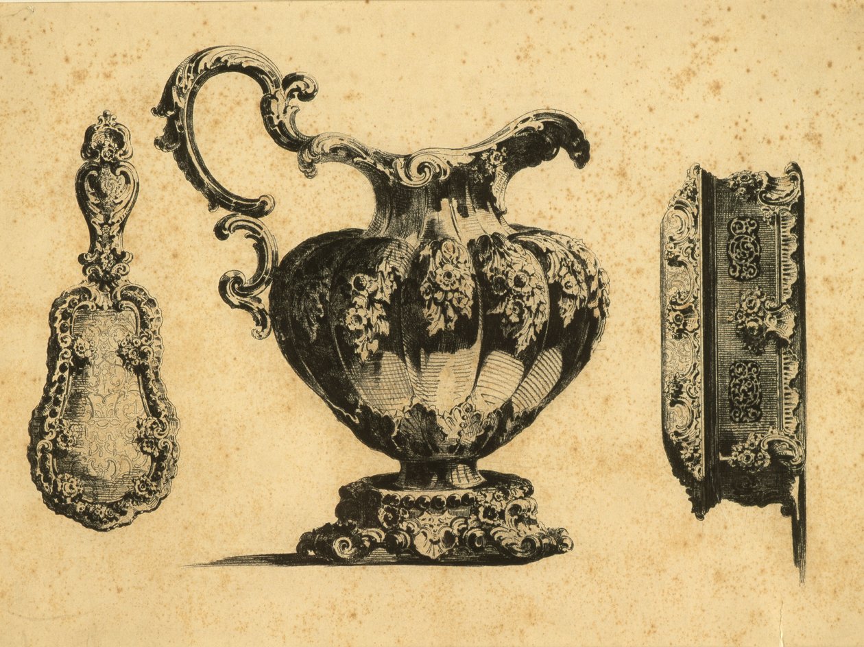 Grabado que representa tres accesorios de belleza por el Príncipe Pavel (Paul) Grigoryevich Demidoff (1738-1821) de Unbekannt