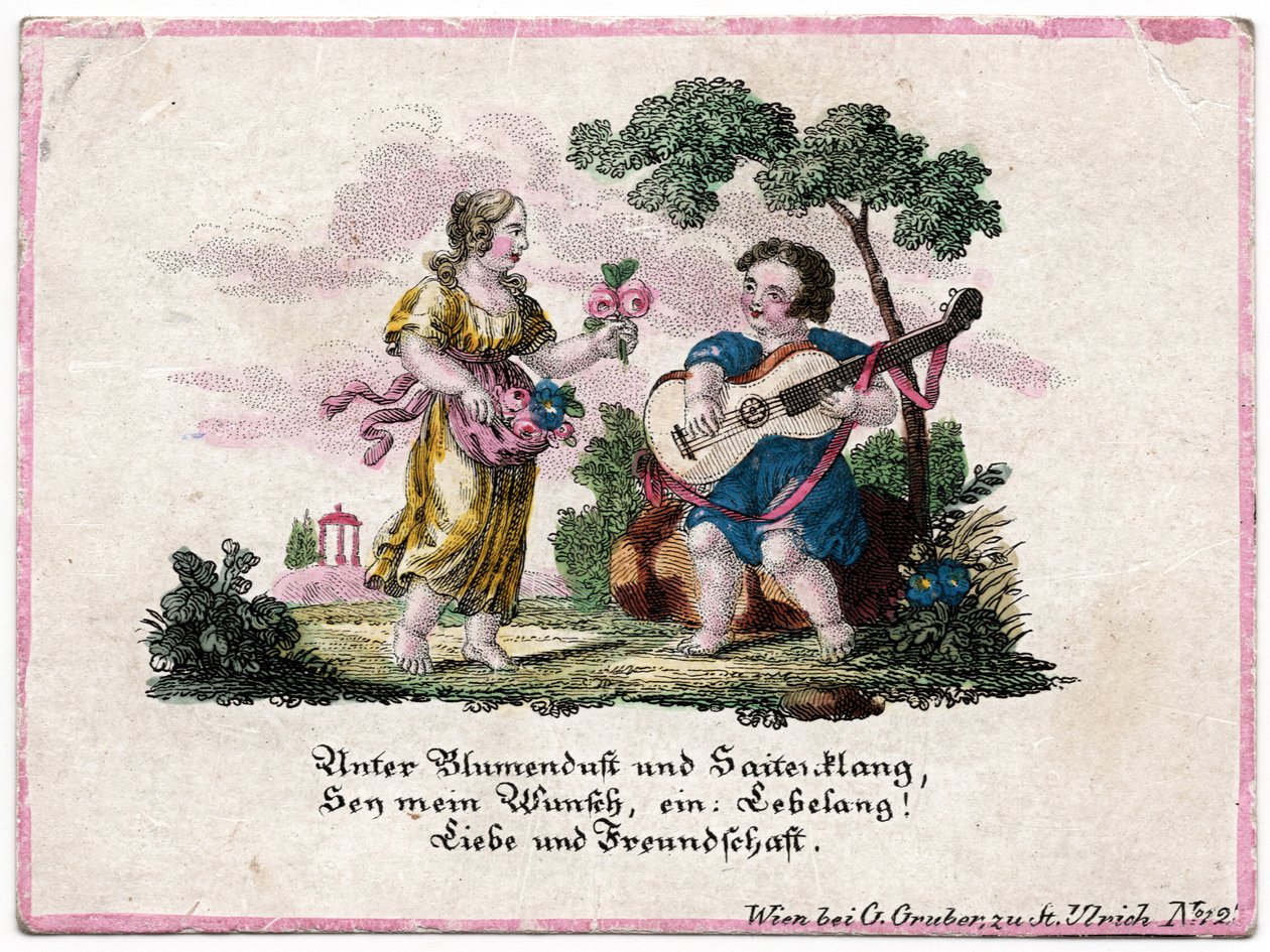 Perfume floral efímero y sonido de cuerda, Viena, c.1820 (grabado) de Unbekannter Künstler