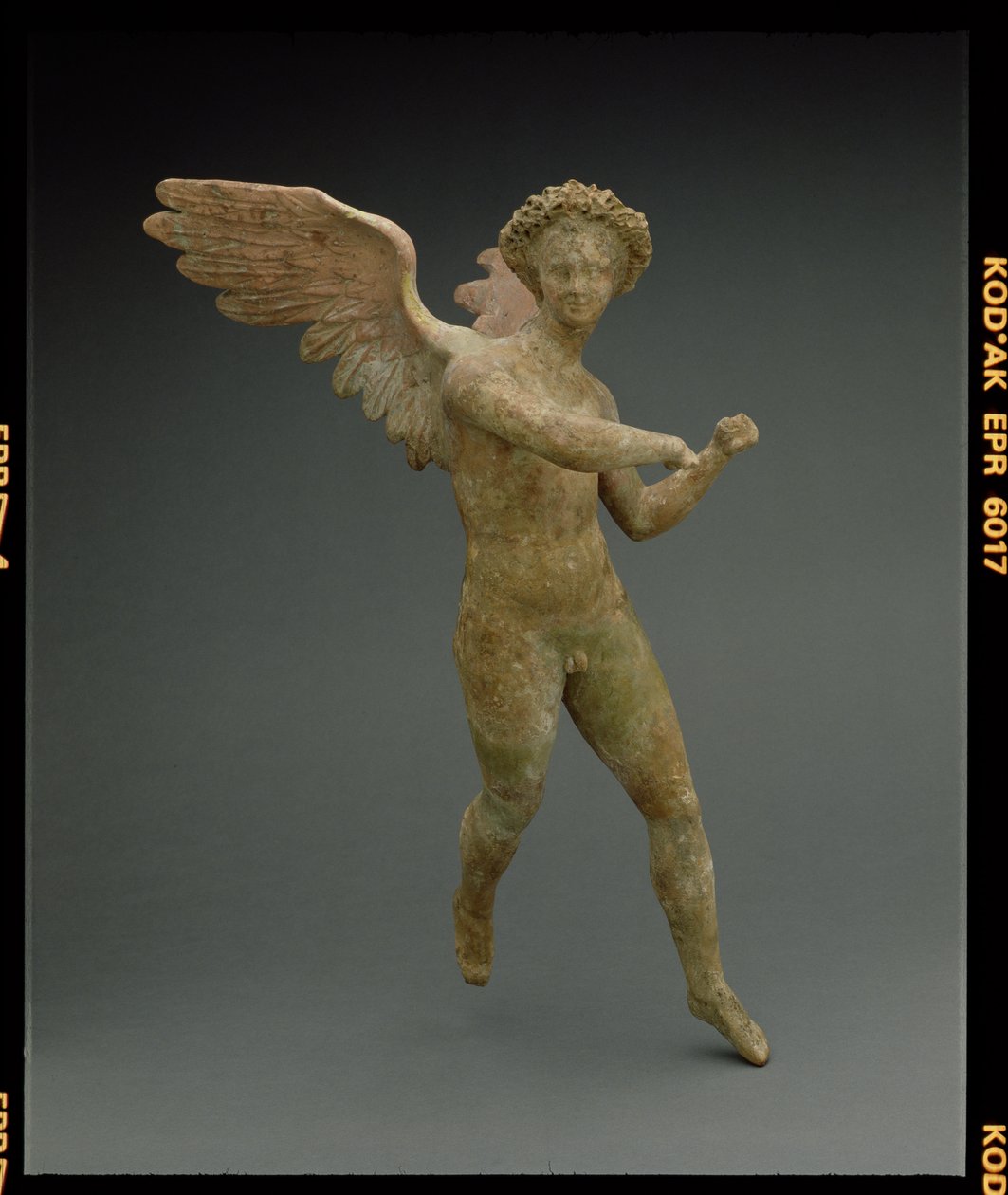Eros en vuelo, figura hecha en Myrina en Asia Menor, griego, período helenístico, c.150-100 a.C. de Unbekannt