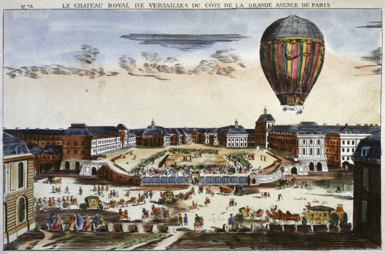 Experimente con un globo aerostático en Versalles de Unbekannter Künstler