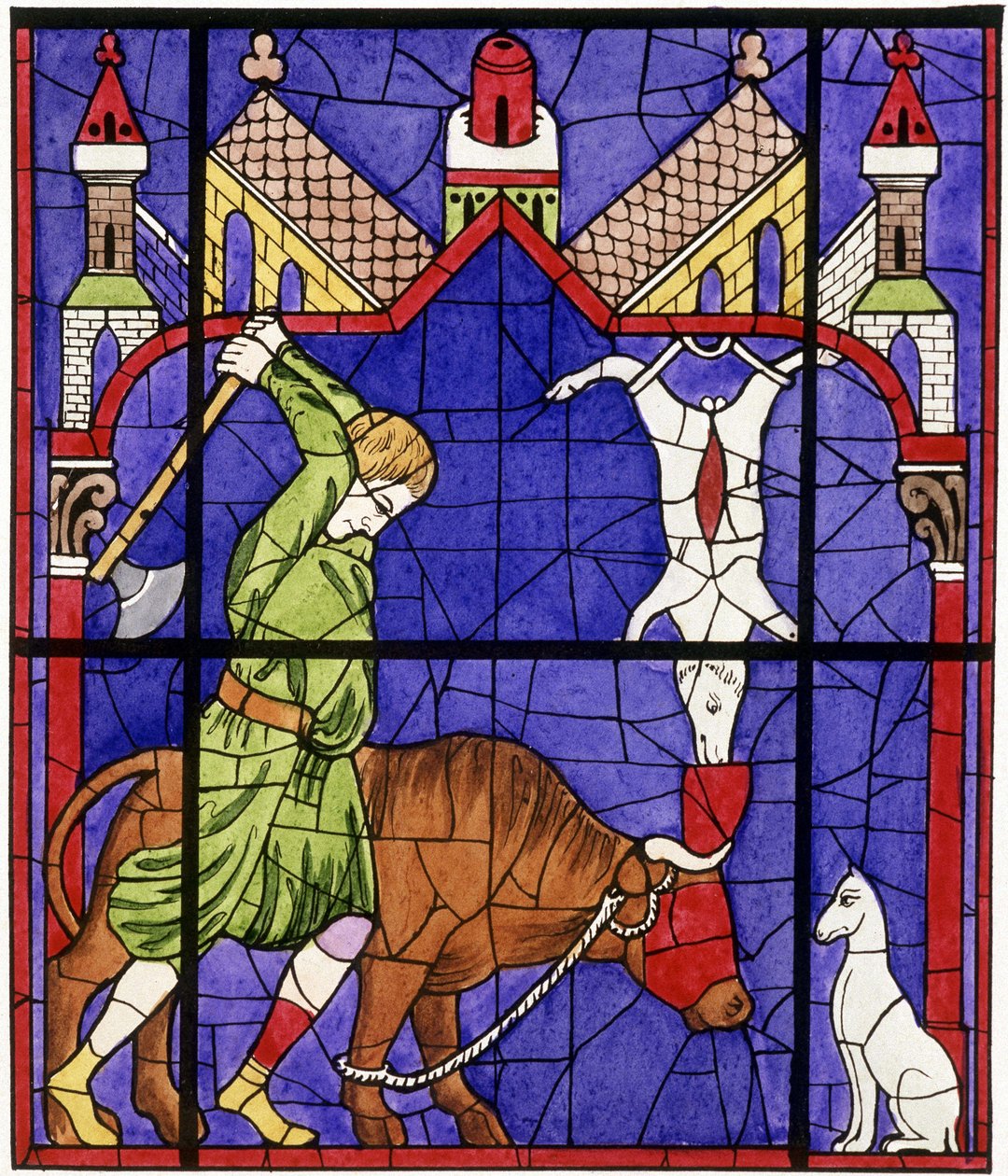 Facsímil de una vidriera de la catedral de Notre-Dame de Chartres que representa a un carnicero de Unbekannter Künstler