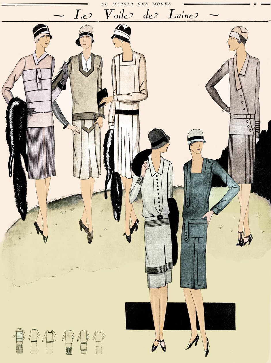 Vestidos de moda en la primavera de 1928 de Unbekannter Künstler