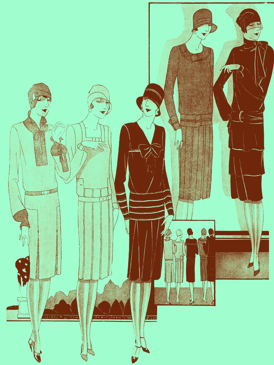 Moda: vestidos en la primavera de 1928 de Unbekannter Künstler