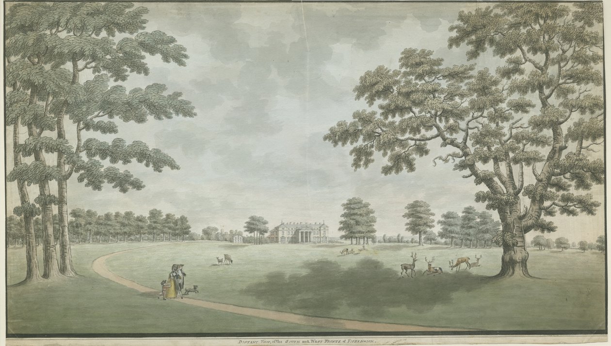 Fisherwick Hall: pintura en acuarela, nd [1786] de Unbekannt