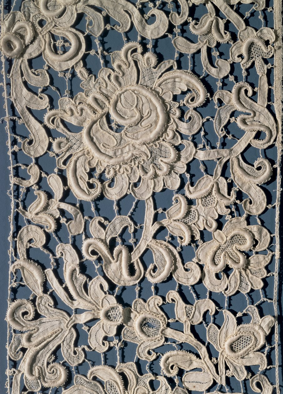 Volante de encaje guipur de punto elevado, veneciano, mediados del siglo XVII de Unbekannt