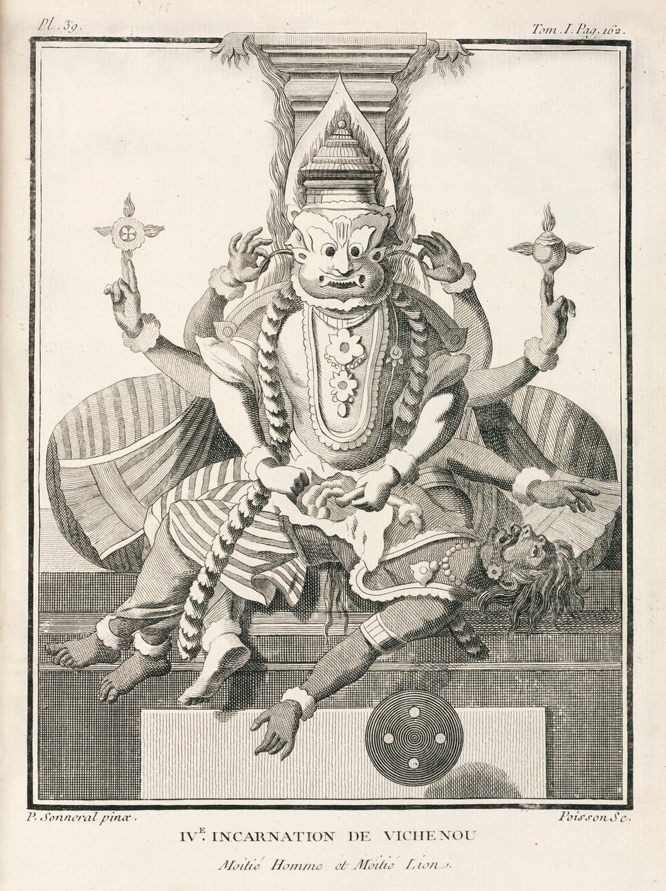 Cuarta encarnación de Vishnu, mitad hombre y mitad león de Unbekannt