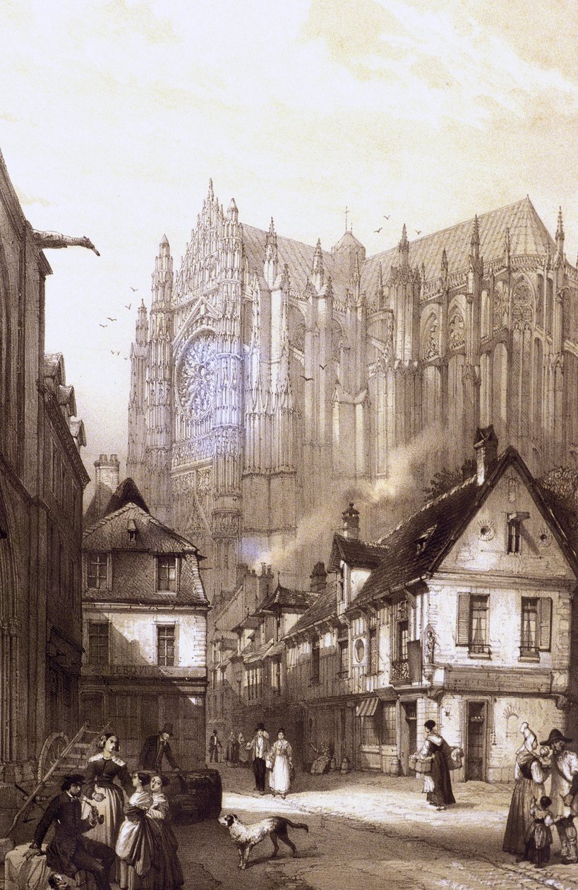 Francia - Oise - departamento 60 - Beauvais - DR. Museo Departamental de Oise - Grabado por Jean Baptiste Chapuy (1760-siglo XIX) “El ábside de la Catedral de Beauvais” de Unbekannt