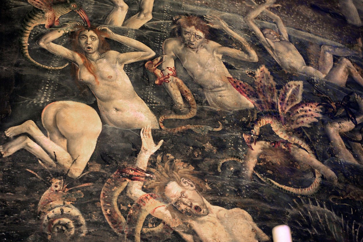 Francia, Tarn, Albi, Catedral Sainte-Cecile, fresco del Juicio Final, - (1474-finales del siglo XV), el descenso al inframundo (detalle) de Unbekannt