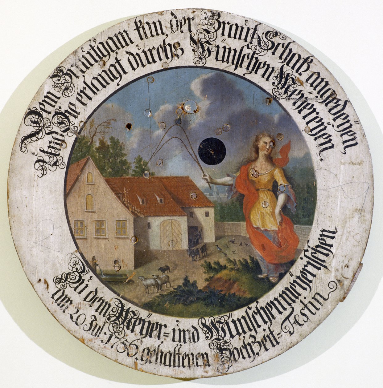 Museo Franconiano Feuchtwangen Franconia Media Baviera Alemania colección de objetivos de tiradores objetivo de boda de 1756 con la diosa Fortuna de Unbekannt
