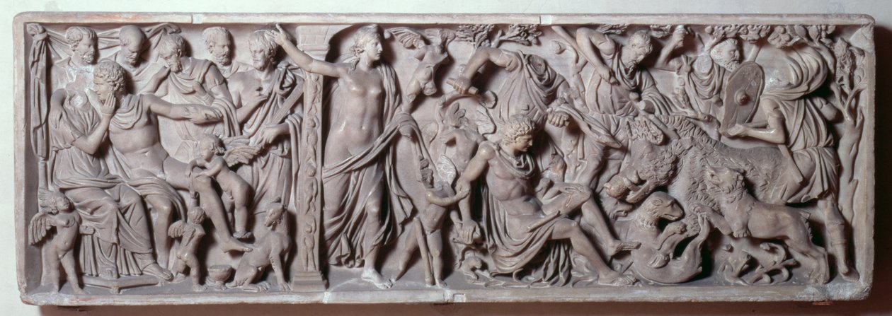 Frente de un sarcófago que representa la muerte de Adonis, romano, siglo II de Unbekannt