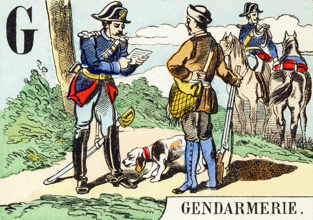 G: Gendarmería - El Alfabeto de la Caza, c.1890 de Unbekannt