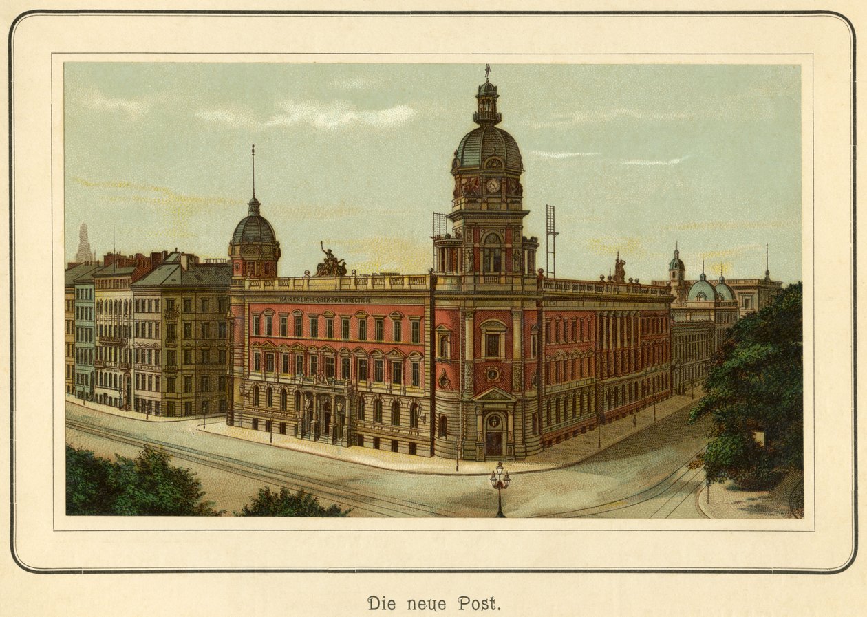 Alemania, Hamburgo, el nuevo edificio para la oficina de correos, ilustración de : "Ansichten-Album Hamburg" (vistas de Hamburgo) , publicado por C. Schneider , Berlin NW, c.1890 (litografía) de Unbekannter Künstler