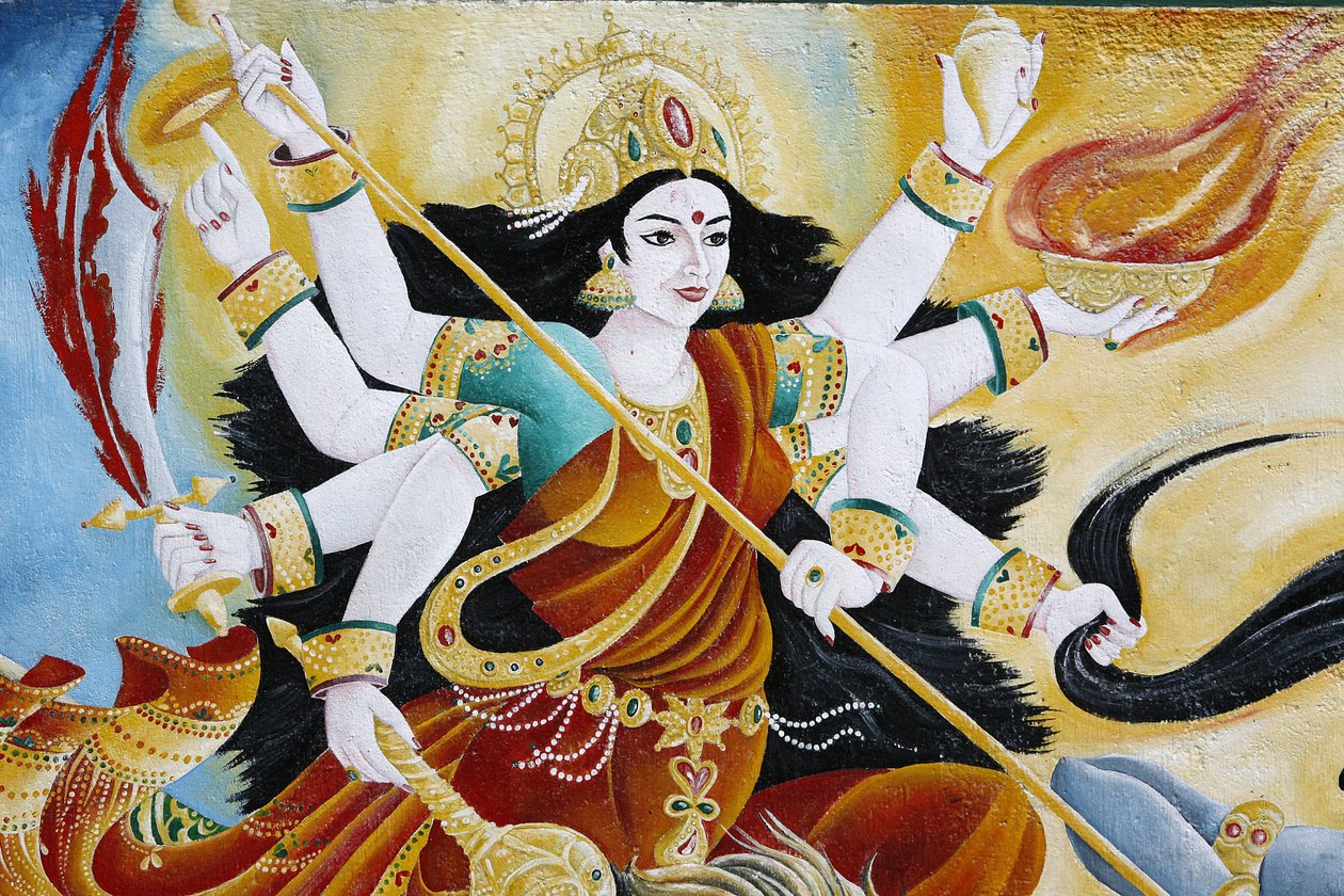 Diosa Durga derrotando al mal, Katmandú, Nepal de Unbekannt