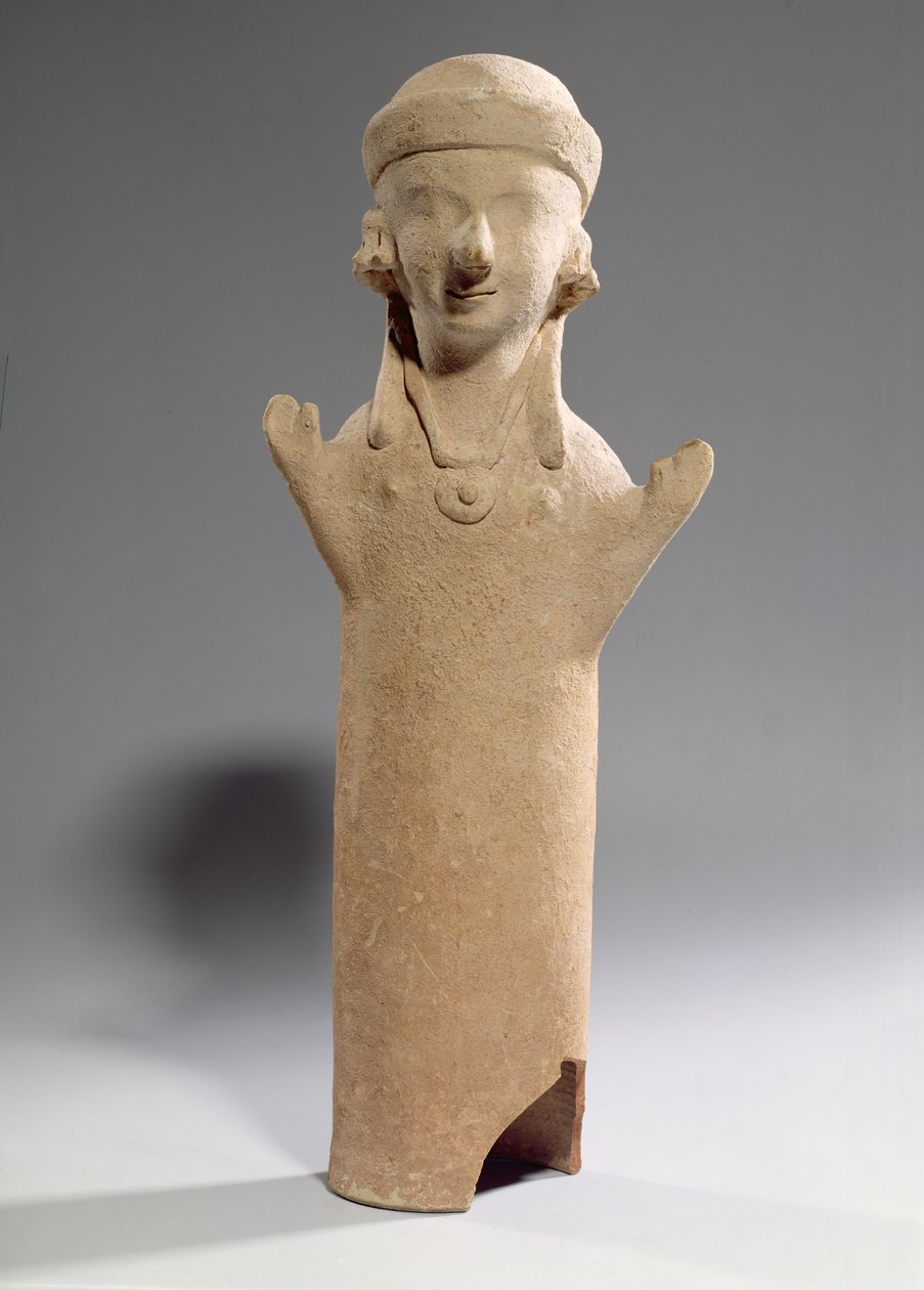 Diosa o adoradora con los brazos levantados, figurilla, c.550 a.C. (terracota) de Unbekannt