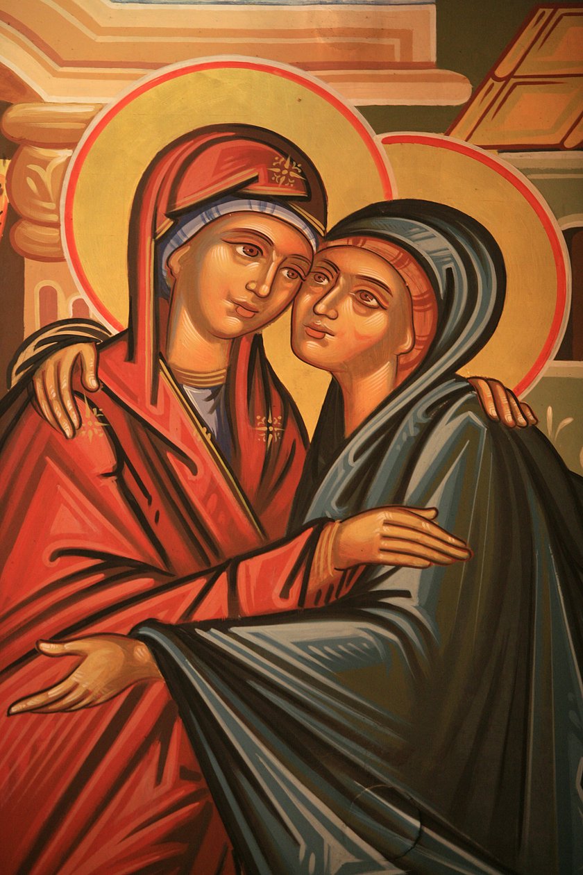 Ícono ortodoxo griego que representa la Visitación, Tesalónica, Grecia de Unbekannt