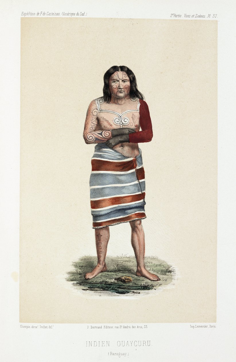 Indio Guaycurú, Paraguay, c. 1843-1847 de Unbekannt